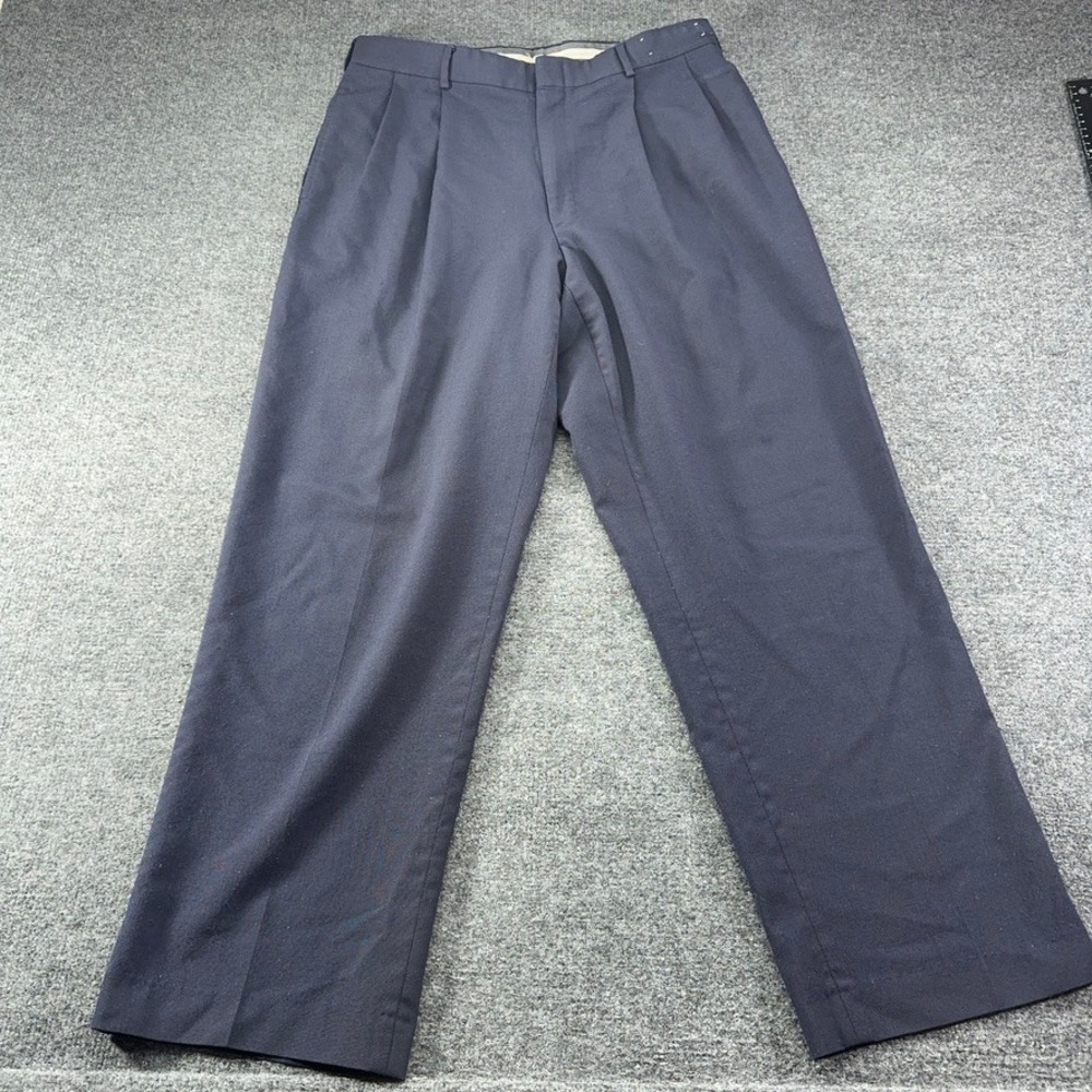 United by Brookhurst Mens 34S Navy Blue Pleated Dress Pants Trousers 34x28.5